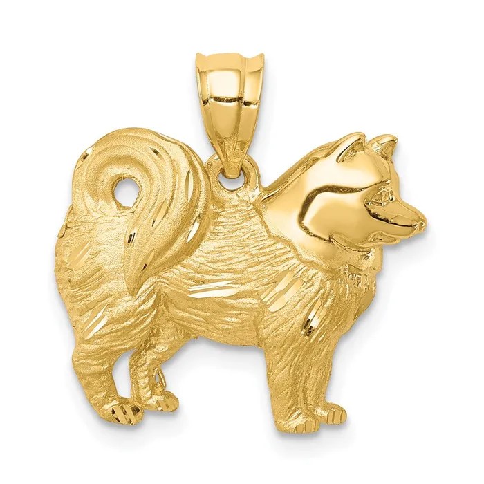 Goldia Necklaces 14k Yellow Gold BrushedPolished Diamondcut Alaskan Dog Pendant Goldia Necklaces 14k Yellow Gold BrushedPolished Diamondcut Alaskan Dog Pendant