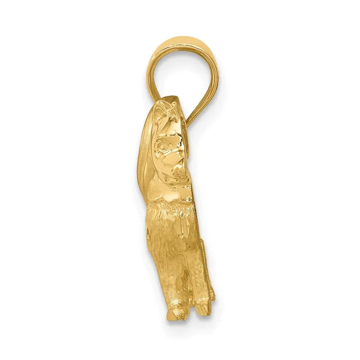 Goldia Necklaces 14k Yellow Gold BrushedPolished Diamondcut Alaskan Dog Pendant