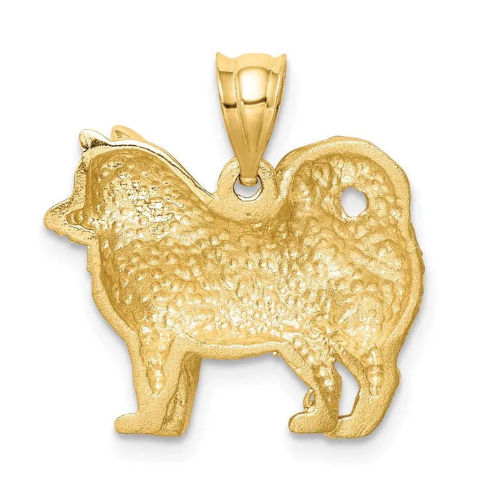 Goldia Necklaces 14k Yellow Gold BrushedPolished Diamondcut Alaskan Dog Pendant