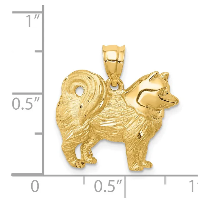 Goldia Necklaces 14k Yellow Gold BrushedPolished Diamondcut Alaskan Dog Pendant