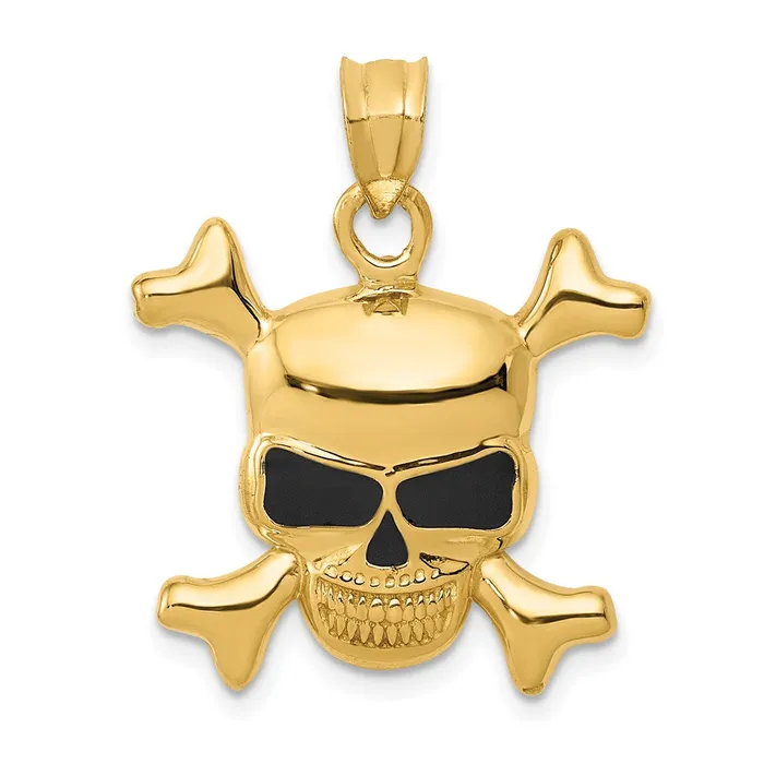 Goldia Necklaces 14k Yellow Gold Enameled Skull Pendant