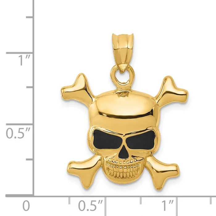 Goldia Necklaces 14k Yellow Gold Enameled Skull Pendant