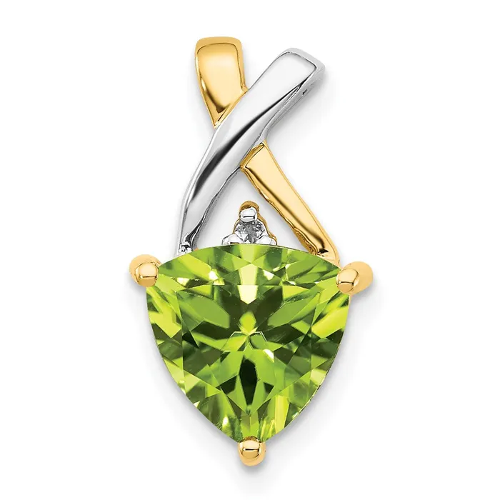 Goldia Necklaces 14K Yellow Gold Peridot and White Topaz Trillion Pendant