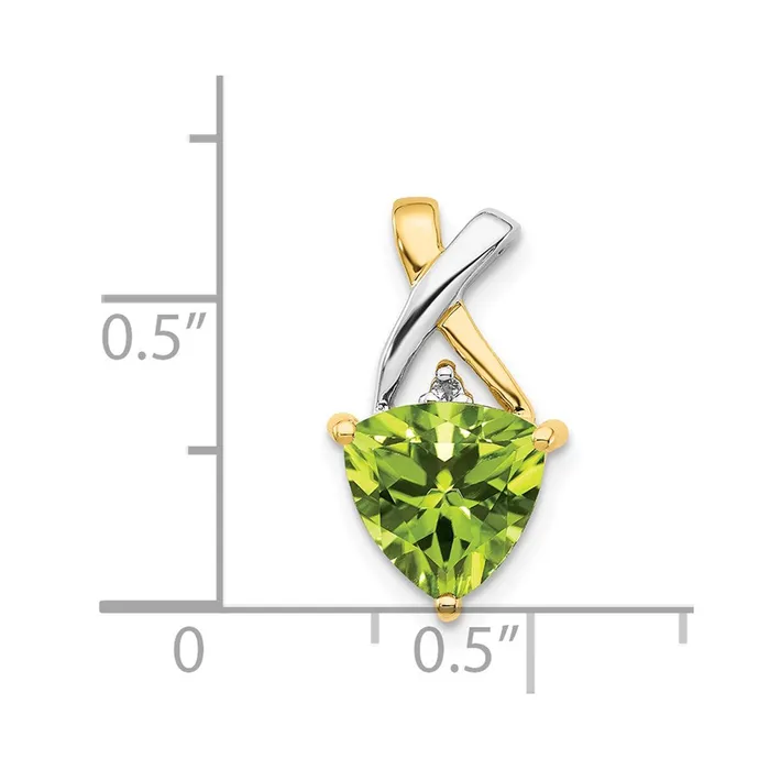 Goldia Necklaces 14K Yellow Gold Peridot and White Topaz Trillion Pendant