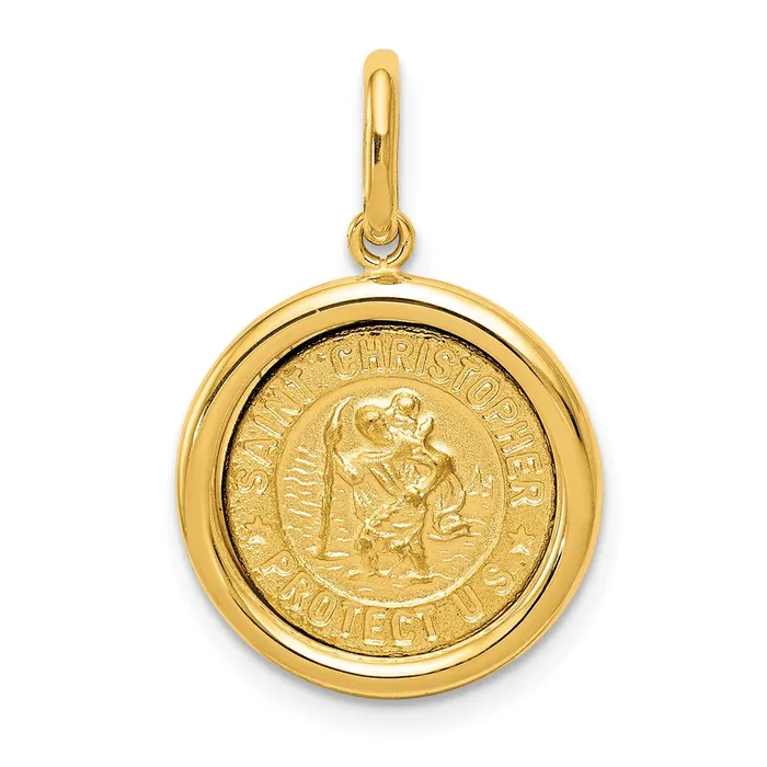 Goldia Necklaces 14k Yellow Gold Polished And Satin St Christopher Medal Pendant Goldia Necklaces 14k Yellow Gold Polished And Satin St Christopher Medal Pendant