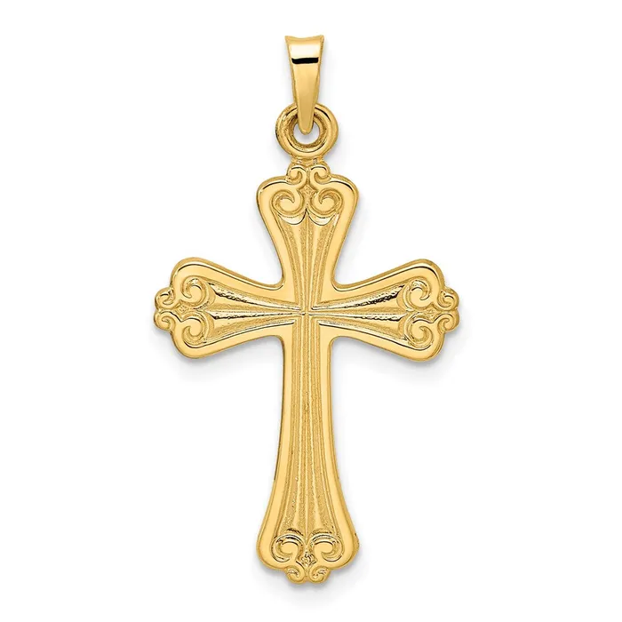 Goldia Necklaces 14k Yellow Gold Polished Solid Fancy Design Cross Pendant Goldia Necklaces 14k Yellow Gold Polished Solid Fancy Design Cross Pendant