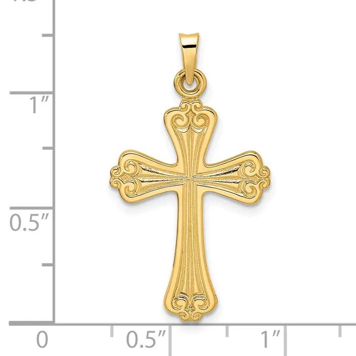 Goldia Necklaces 14k Yellow Gold Polished Solid Fancy Design Cross Pendant