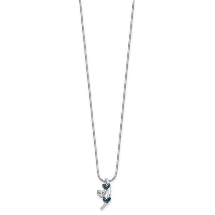 Goldia Necklaces White Night Sterling Silver Rhodiumplated Polished Diamond Blue Diamond Slide 18 inch Necklace with 2 Inch Extender