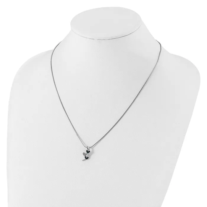 Goldia Necklaces White Night Sterling Silver Rhodiumplated Polished Diamond Blue Diamond Slide 18 inch Necklace with 2 Inch Extender