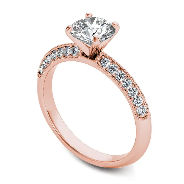 Goldia Rings 075 CT TW Natural Diamond Antique VintageStyle Engagement Ring in Solid 14K Rose Gold Goldia Rings 075 CT TW Natural Diamond Antique VintageStyle Engagement Ring in Solid 14K Rose Gold