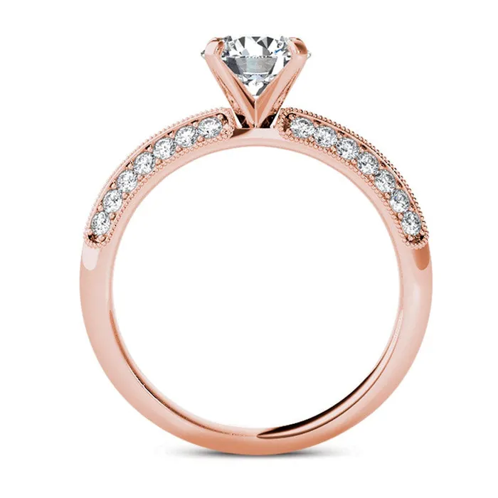 Goldia Rings 075 CT TW Natural Diamond Antique VintageStyle Engagement Ring in Solid 14K Rose Gold Goldia Rings 075 CT TW Natural Diamond Antique VintageStyle Engagement Ring in Solid 14K Rose Gold
