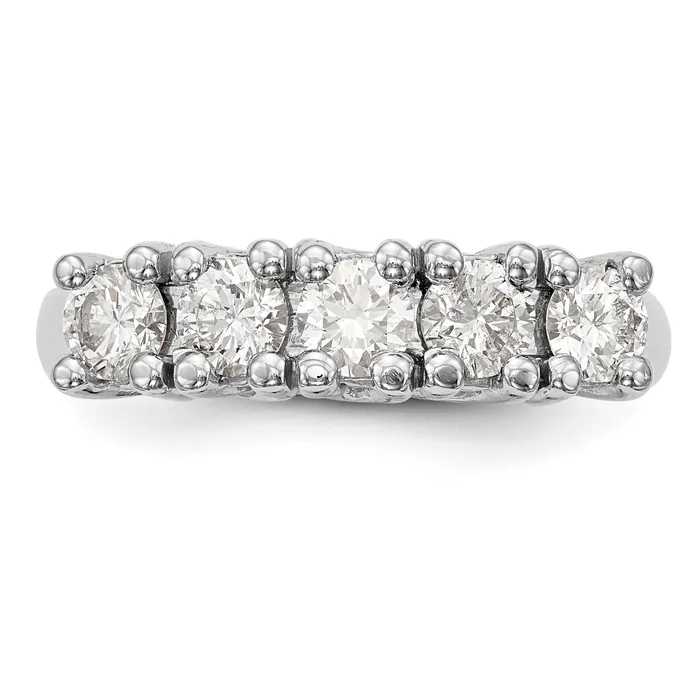 Goldia Rings 100ct CZ Solid Real 14K White Gold 5Stone Wedding Band Ring