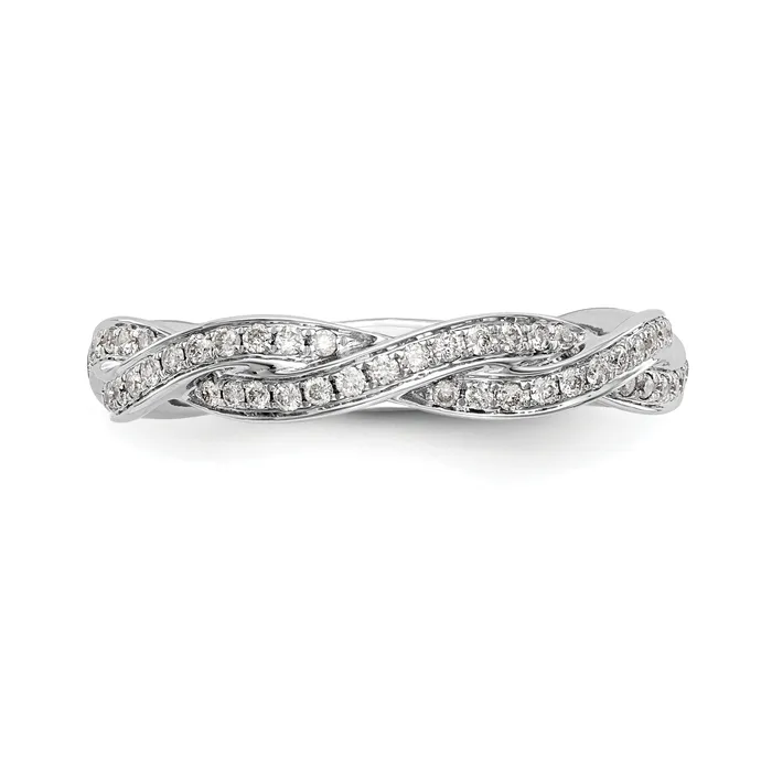 Goldia Rings 14k White Gold 38 Ct Lab Grown Diamond VSSI G Criss Cross Wedding Band Ring