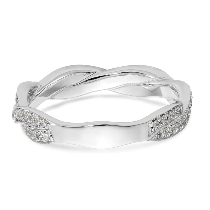 Goldia Rings 14k White Gold 38 Ct Lab Grown Diamond VSSI G Criss Cross Wedding Band Ring