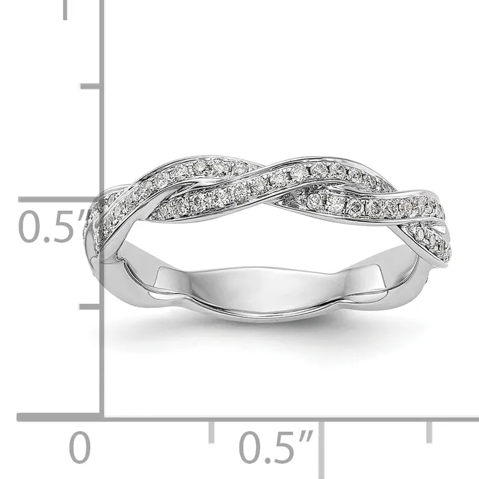 Goldia Rings 14k White Gold 38 Ct Lab Grown Diamond VSSI G Criss Cross Wedding Band Ring