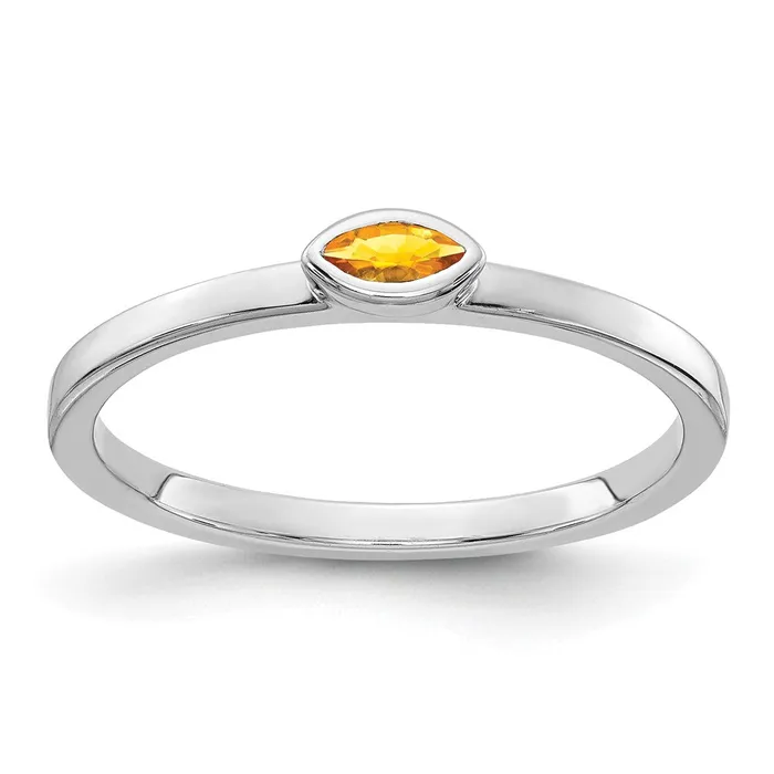 Goldia Rings 14k White Gold Bezelset Marquise Citrine Ring