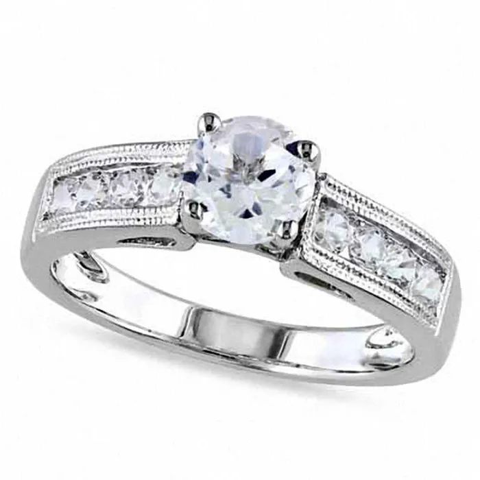 Goldia Rings 60mm LabCreated White Sapphire Engagement Ring in Sterling Silver