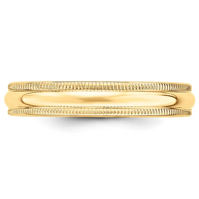 Goldia Rings Solid 10K Yellow Gold 4mm Milgrain HalfRound Wedding MensWomens Wedding Band Ring Size 4
