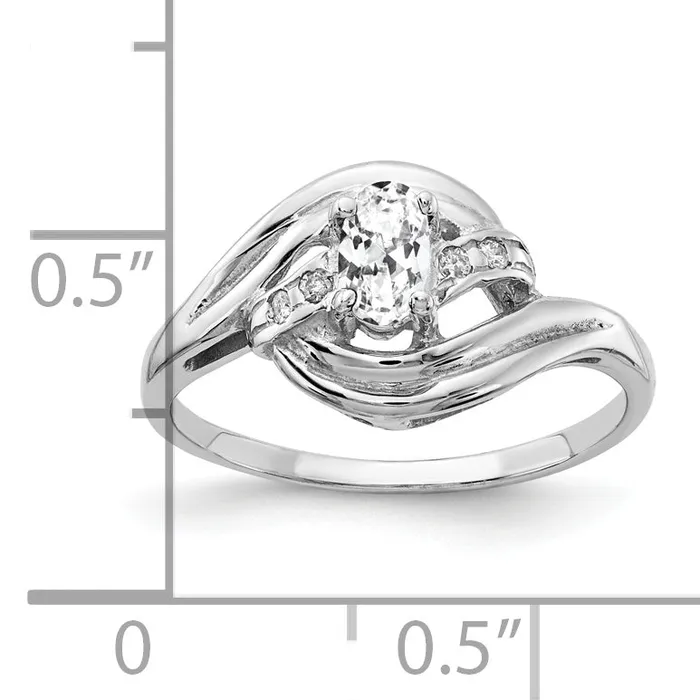 Goldia Rings Solid 14k White Gold 5x3mm Oval Cubic Zirconia VS Simulated CZ Ring