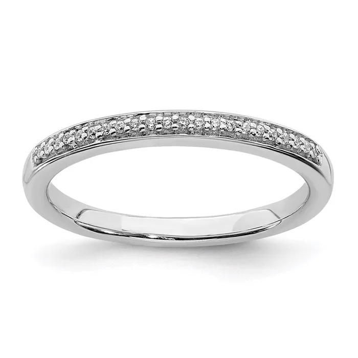Goldia Rings Solid 14k White Gold Simulated CZ Wedding Band