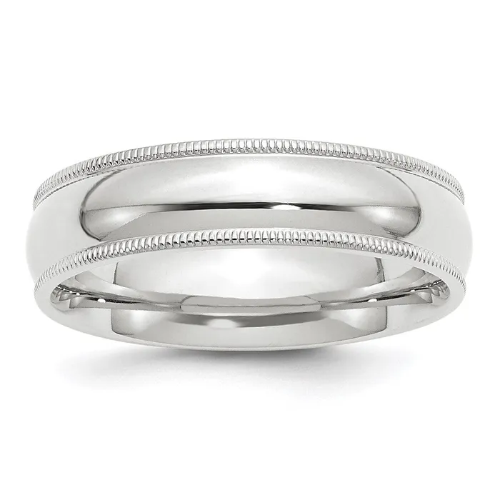 Goldia Rings Solid 18K White Gold 6mm Milgrain Comfort Fit MensWomens Wedding Band Ring Size 6