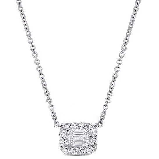 JMS always Necklaces Original AMOUR 34 CT TW Emerald and Round Diamond Necklace In Platinum JMS always Necklaces Original AMOUR 34 CT TW Emerald and Round Diamond Necklace In Platinum