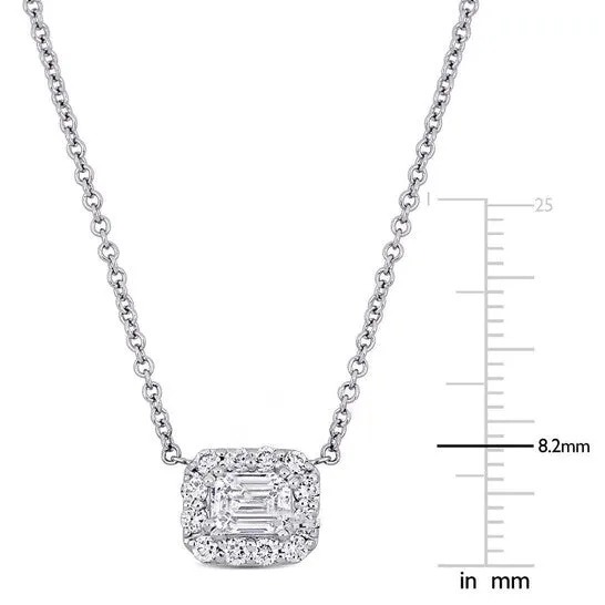 JMS always Necklaces Original AMOUR 34 CT TW Emerald and Round Diamond Necklace In Platinum JMS always Necklaces Original AMOUR 34 CT TW Emerald and Round Diamond Necklace In Platinum