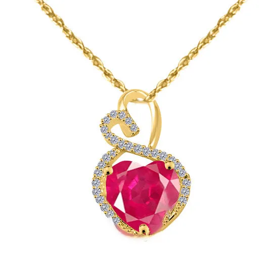 JMS always Necklaces Original Maulijewels 4 Carat Heart Shape Ruby Gemstone And White Diamond Pendant In 14k Yellow Gold With 18 14k Yellow Gold Plated Sterling Silver Box Chain JMS always Necklaces Original Maulijewels 4 Carat Heart Shape Ruby Gemstone And White Diamond Pendant In 14k Yellow Gold With 18 14k Yellow Gold Plated Sterling Silver Box Chain