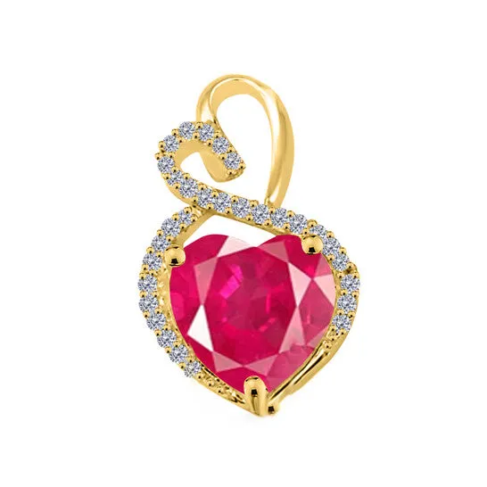 JMS always Necklaces Original Maulijewels 4 Carat Heart Shape Ruby Gemstone And White Diamond Pendant In 14k Yellow Gold With 18 14k Yellow Gold Plated Sterling Silver Box Chain JMS always Necklaces Original Maulijewels 4 Carat Heart Shape Ruby Gemstone And White Diamond Pendant In 14k Yellow Gold With 18 14k Yellow Gold Plated Sterling Silver Box Chain