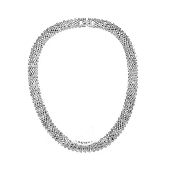 JMS always Necklaces Original Megan Walford Sterling Silver Clear Round Cubic Zirconia Linear Pave Necklace