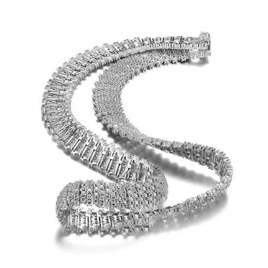JMS always Necklaces Original Megan Walford Sterling Silver Clear Round Cubic Zirconia Linear Pave Necklace JMS always Necklaces Original Megan Walford Sterling Silver Clear Round Cubic Zirconia Linear Pave Necklace