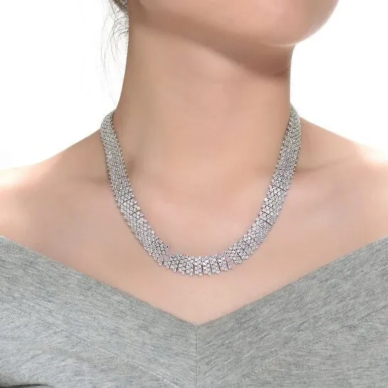 JMS always Necklaces Original Megan Walford Sterling Silver Clear Round Cubic Zirconia Linear Pave Necklace JMS always Necklaces Original Megan Walford Sterling Silver Clear Round Cubic Zirconia Linear Pave Necklace