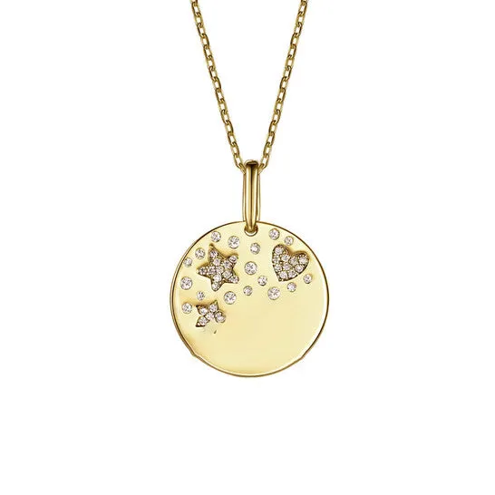 JMS always Necklaces Original Rachel Glauber Childrens 14k Gold Plated with Cubic Zirconia Heart Lucky Star Galaxy Medallion Pendant Necklace JMS always Necklaces Original Rachel Glauber Childrens 14k Gold Plated with Cubic Zirconia Heart Lucky Star Galaxy Medallion Pendant Necklace