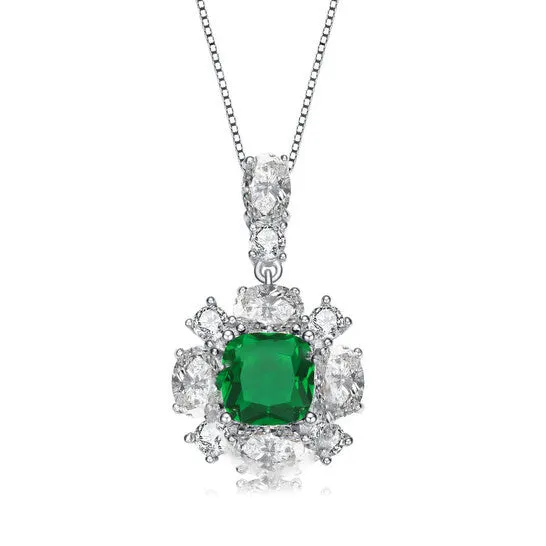 JMS always Necklaces Original Rachel Glauber White Gold Plated Green and White Cubic Zirconia Accent Pendant Necklace JMS always Necklaces Original Rachel Glauber White Gold Plated Green and White Cubic Zirconia Accent Pendant Necklace