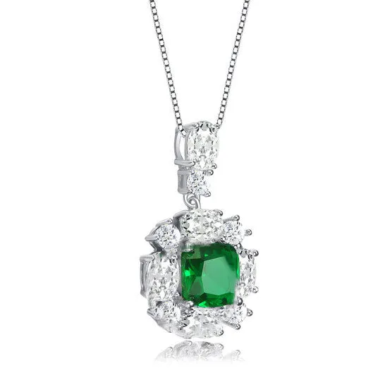 JMS always Necklaces Original Rachel Glauber White Gold Plated Green and White Cubic Zirconia Accent Pendant Necklace JMS always Necklaces Original Rachel Glauber White Gold Plated Green and White Cubic Zirconia Accent Pendant Necklace
