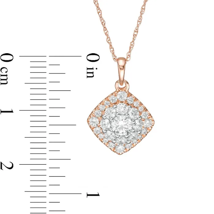 Necklaces 075 CT TW Composite Natural Diamond Tilted Cushion Frame Pendant in 10K Rose Gold Goldia Necklaces 075 CT TW Composite Natural Diamond Tilted Cushion Frame Pendant in 10K Rose Gold Goldia