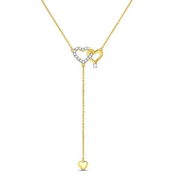 Necklaces 14k Yellow Gold Round Diamond Y Shape Heart Necklace 18 Cttw gndatlanta