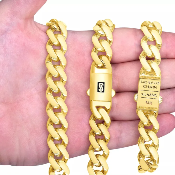 Necklaces 14k Yellow Gold Royal Monaco Miami Cuban Link 75mm Chain Pendant Necklace 28 Goldiacom