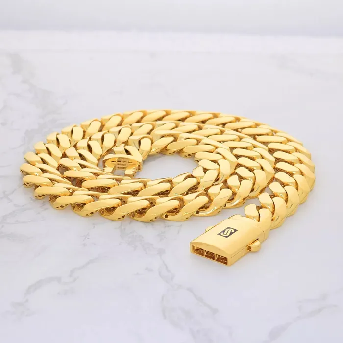 Necklaces 14k Yellow Gold Royal Monaco Miami Cuban Link 75mm Chain Pendant Necklace 28 Goldiacom