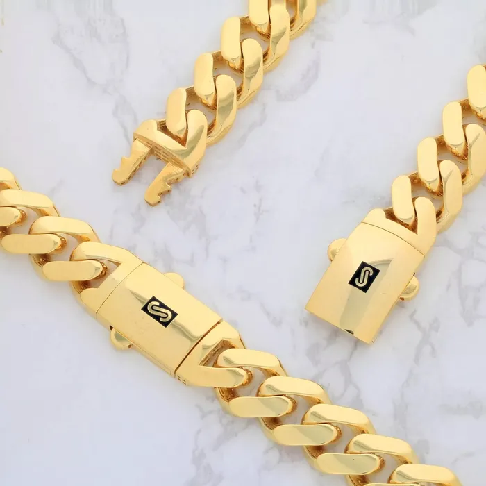 Necklaces 14k Yellow Gold Royal Monaco Miami Cuban Link 75mm Chain Pendant Necklace 28 Goldiacom