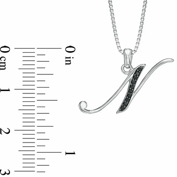Necklaces Enhanced Black Natural Diamond Accent N Initial Pendant in Sterling Silver Goldia Necklaces Enhanced Black Natural Diamond Accent N Initial Pendant in Sterling Silver Goldia