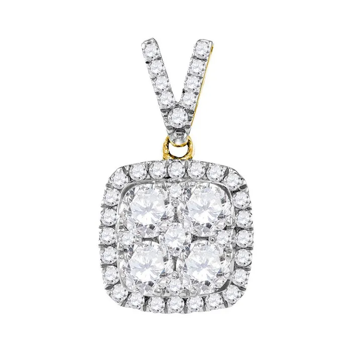 Necklaces gndatlanta 10k Yellow Gold Round Diamond Square Cluster Pendant 113 Cttw Necklaces gndatlanta 10k Yellow Gold Round Diamond Square Cluster Pendant 113 Cttw