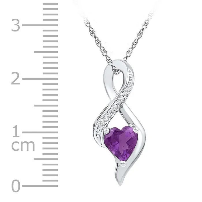 Necklaces gndatlanta 14k White Gold Created Amethyst Heart Solitaire Infinity Pendant 120 Cttw