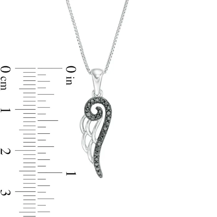 Necklaces Goldia 005 CT TW Enhanced Black Natural Diamond Angel Wing Pendant in Sterling Silver Necklaces Goldia 005 CT TW Enhanced Black Natural Diamond Angel Wing Pendant in Sterling Silver
