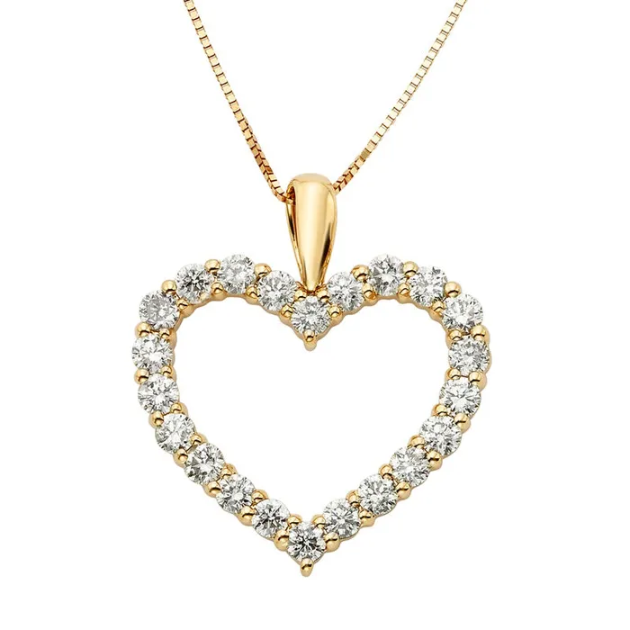 Necklaces Goldia 1 CT TW Certified Natural Diamond Heart Outline Pendant in 14K Gold II2 Necklaces Goldia 1 CT TW Certified Natural Diamond Heart Outline Pendant in 14K Gold II2