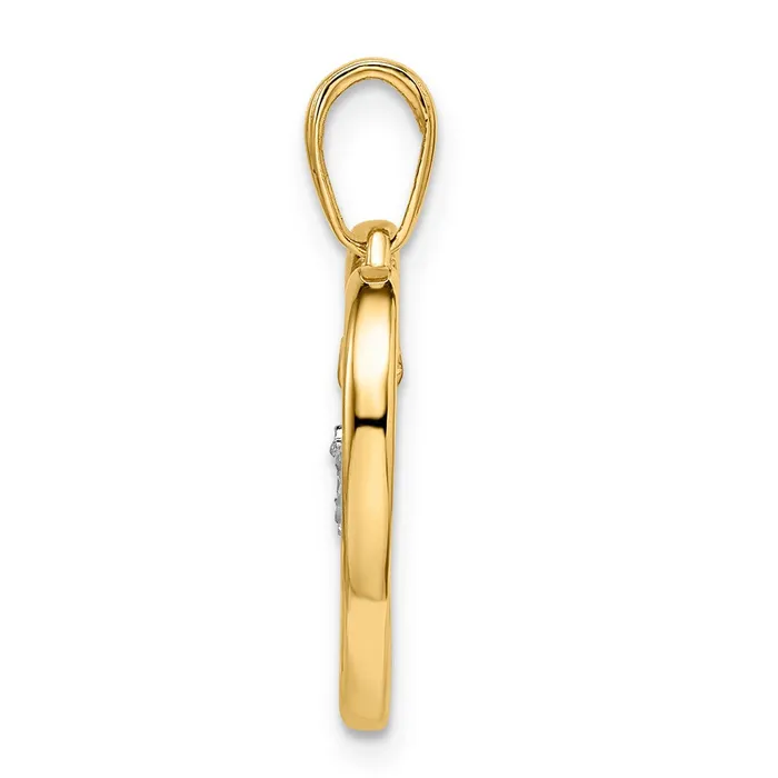 Necklaces Goldia 14k Yellow Rhodium Gold and White Rhodium Diamondcut Heart wDangle Heart Pendant