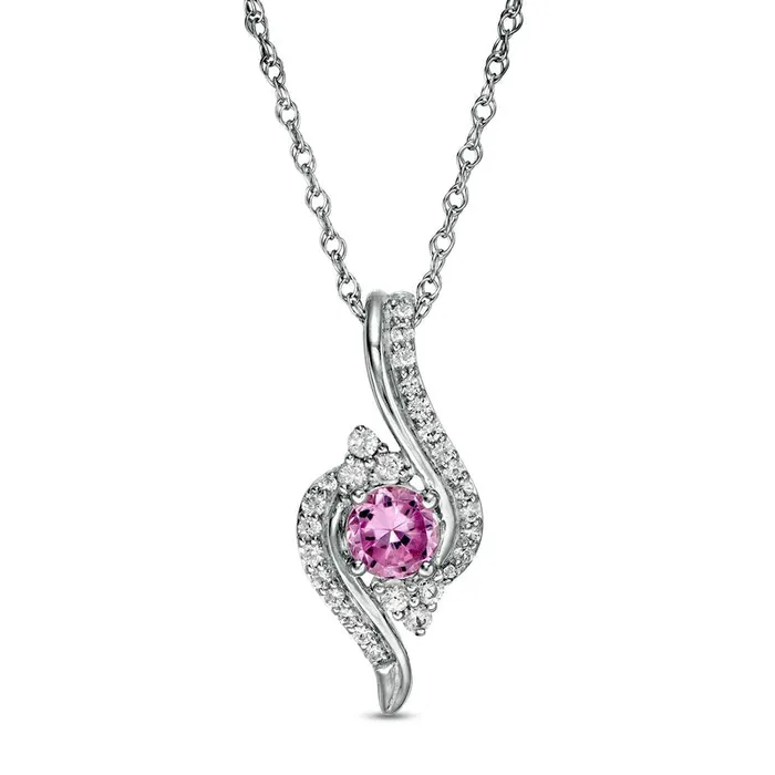 Necklaces Goldia 50mm LabCreated Pink and White Sapphire TriSides Bypass Pendant in Sterling Silver Necklaces Goldia 50mm LabCreated Pink and White Sapphire TriSides Bypass Pendant in Sterling Silver