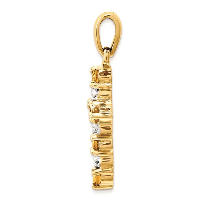Necklaces Goldiacom 14k Citrine and Diamond Cross Pendant