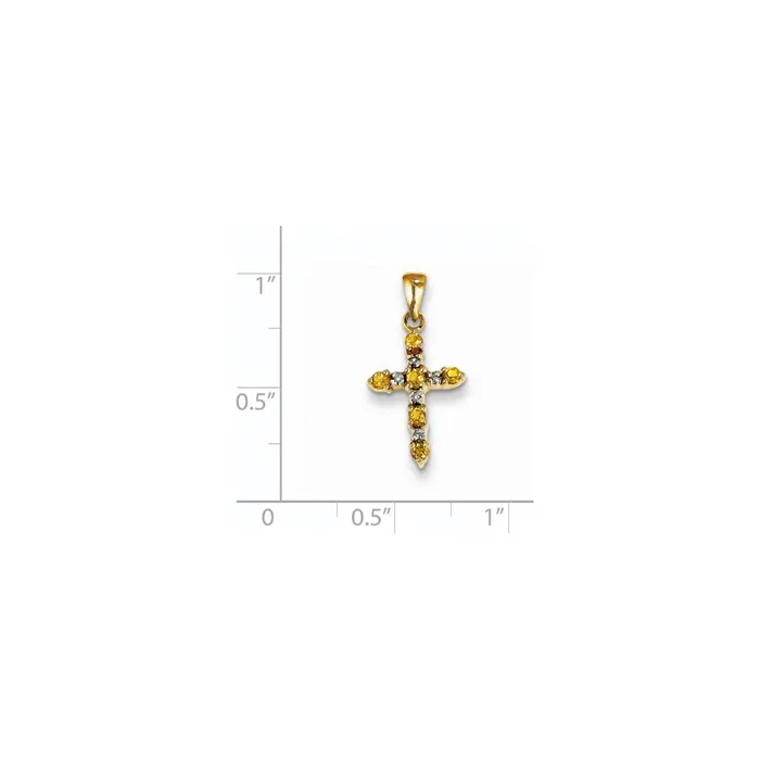 Necklaces Goldiacom 14k Citrine and Diamond Cross Pendant