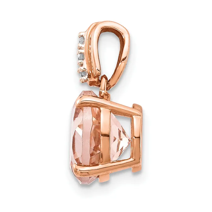 Necklaces Goldiacom 14k Rose Gold Diamond and Morganite Round Pendant